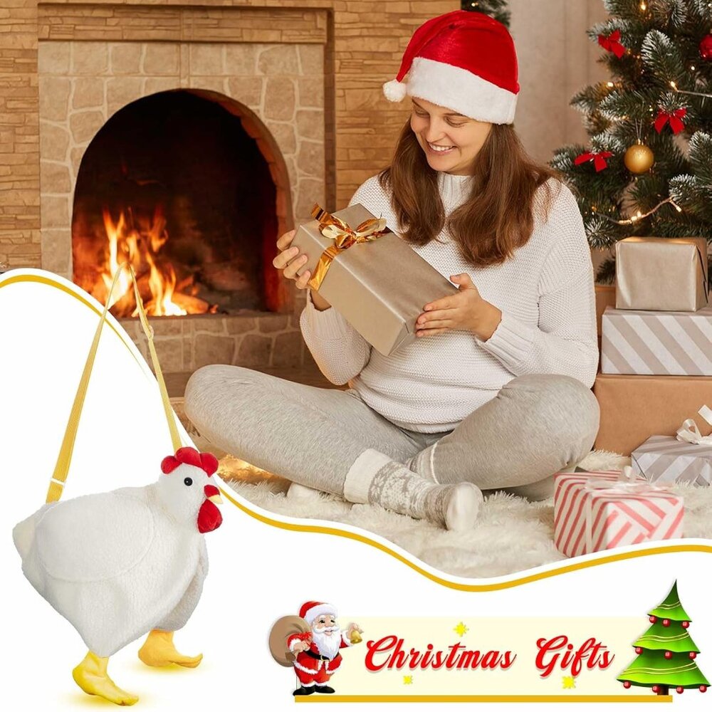 Chicken Hen Purse Bag Fluffy Shoulder Handbag Cute Funny Animal Gift for Christm - Picture 5 of 7